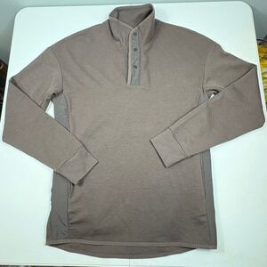 Jack & Jones Core Mens Brown Snap Mock Neck Pullover Technical Panel Sweatshirt